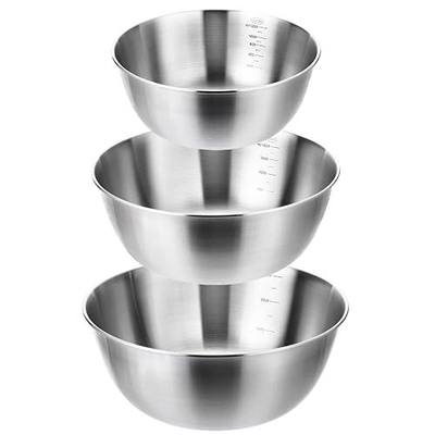 TINSKY 3 Pcs Stainless Steel Mixing Bowls Set Food Grade 304 Metal Nesting Prep Bowls for Kitchen Cooking Baking Salad, Dishwasher Safe (1.5, 2.2, 3.4 Qt)