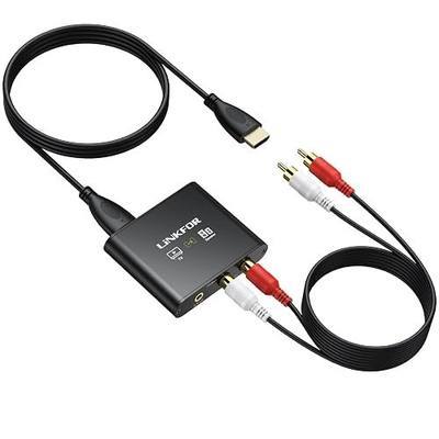 LiNKFOR 192KHz HDMI eARC/ARC Audio Extractor, HDMI to RCA & 3.5mm Converter, Supports Simultaneous Output & TV Remote Volume Control (CEC), for Smart TV to Amplifier, Active Speaker, Headphone