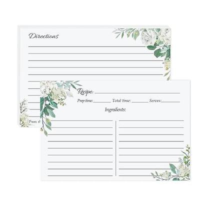 Greenery Recipe Cards 4x6 Blank Bridal Shower Wedding 50 Pack | Housewarming Gifts, Double-Sided Cardstock, Fits Most Recipe Boxes & Binders, Family Recipe Keepsake, Botanical Design
