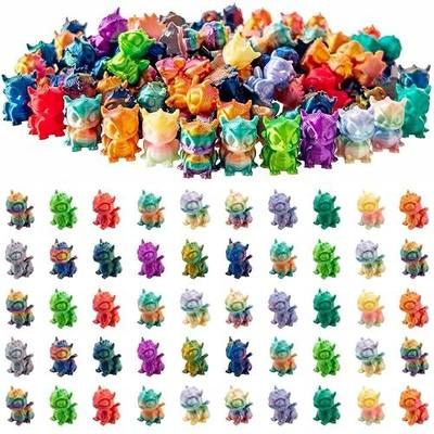 3D Printed Mini Flying Dragons 100 Pack, Color-Shifting Gradient Miniature Dragon Figurines to Hide, Tiny Animals Small Little Dragons for Fairy Garden, Micro Landscape & DIY Décor