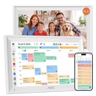 AOC Digital Calendar Wall Touch Screen, 15.6" Smart Electronic Wall Planner | No Subscription Family Dashboard, Sync Google iCloud Outlook, Chore Chart, Great for Family Schedules, Meal Planner, Rewards