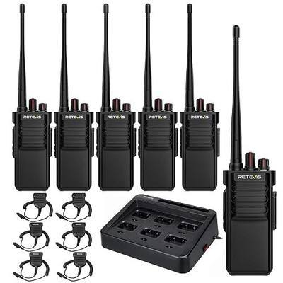 Retevis RT29G IP67 Waterproof Version,GMRS Walkie Talkies with 6-Way Charger & IP67 Shoulder Mic,5W Two-Way Radio,Long Range,3200mAh 25-Hrs All Day Battery,Heavy Duty,for Construction Job Site(6 Pack)