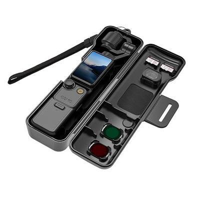 Travel Case for DJI Osmo Pocket 4/3/Xtra Muse Accessories - Black | Pocket 4/3 Creator Combo Bag, Compact Hard Shell with 3 Magnetic CPL/ND Filters Slots and 2 SD Card Slots, with Wrist Strap