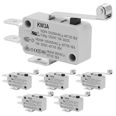 6 Pack Long Hinge Roller Lever Micro Switch, 16A 125/250V SPDT | UL Recognized Component, Snap Action Limit Switch, Light Actuation, for Arcade, Appliance, CNC, Replace V-156-1C25