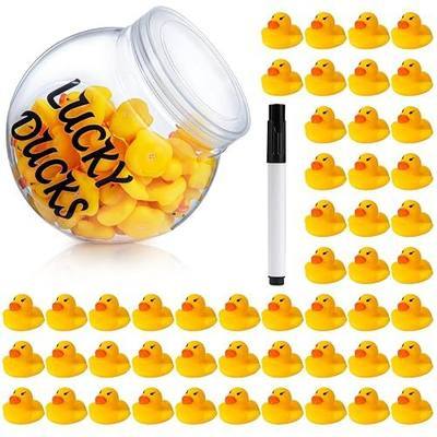 50Pcs Lucky Ducks for Classroom Jar Classroom Management Tools Supplies, Mini Rubber Ducks Bulk with a Pen and a Plastic Jar