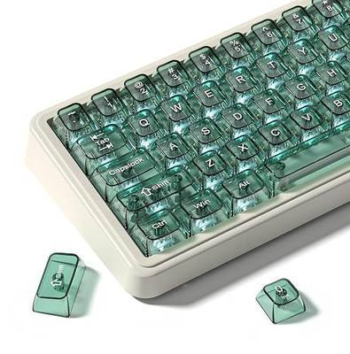 dagaladoo Mint Green Clear Keycaps Set,Glossy Jelly Keyboard keycaps | Tranlucent keyboard caps ceramic style,MDA Profile,115 keys PC keycaps for Mechanical Keyboard with MX Switches