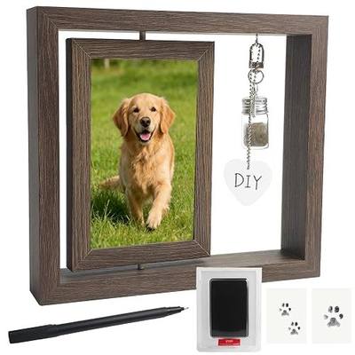 Pet Memorial Gifts, Rotating Photo Frame for Loss of Dog or Cat | Dog Memorial Gifts, for Loss of Dog, 4x6" Photo Double Sided, with Fur Jar, Pet Paw Print Kit , Keepsake Sympathy Gift Wooden