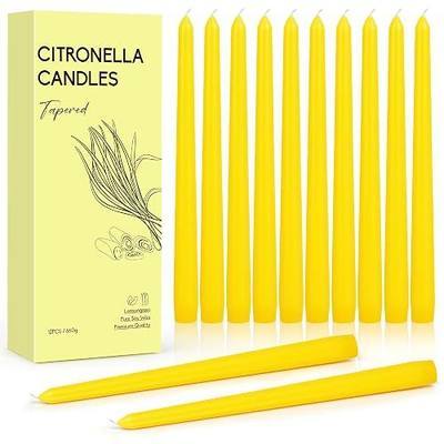 Citronella Taper Candles, 12-Pack 10-Inch Long Candle Sticks, Bulk Dripless Smokeless Tapered Citronella Candles for Dinner, Party, Home Decoration, Holiday, Wedding, Long Slow Burning Taper Candles