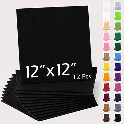12" x 12" Felt Sheets for Crafts, 2mm Stiff Felt Fabric (12 Pcs), Black | 2mm Thick Stiff Felt, Polyester Felt Squares, Easy to Cut, Sew and Glue, Sewing, Embroidery, Classroom Crafts, DIY Projects