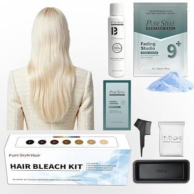 PureStyle Hair Bleach Kit, 9+ Level Lift Hair Lightening Set, Professional Hair Bleach Powder Gentle Formula with Repair, Blue Dust-Free Anti-Brass Salon-Quality Bleaching Kit for At-Home Use