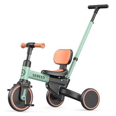 SEREED 5-in-1 Toddler Tricycle for 1-4 Year Old Boys Girls, Parent Steering Detachable Push Handle Trike, Balance Bike with Backrest & Removable Pedals, Birthday Gift Toy for Kids Ages 1+,Green