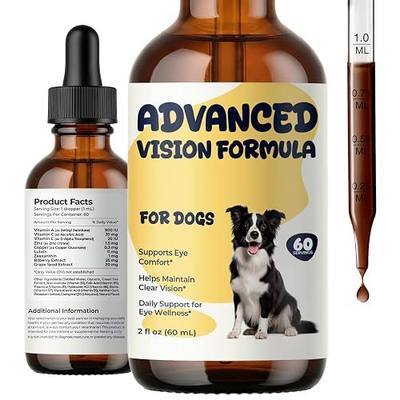 Advanced Vision Formula for Dogs, Supports Clear Vision, Liquid Dog Eye Health Supplement with Lutein, Zeaxanthin, Bilberry, Vitamins A C E & Zinc, 60mL