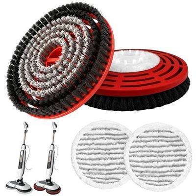 4 Pack Steam and Scrub Mop Replacement Brushes & Pads for Shark S7000 S7201 S8001 S8201 Series (2 Bristle Brushes+2 Mop Pads), Heavy Duty Scrub & Daily Clean Kit, Scratch-free Washable Reusable
