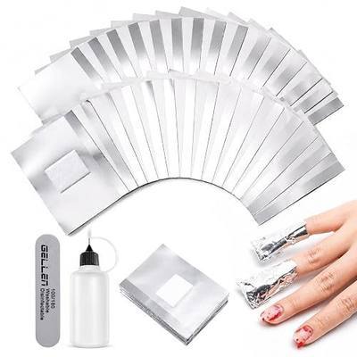 Gellen Nail Polish Remover Foil Wraps, 300PCS Aluminium Nail Foil with Tools, Soak Off Gel Remover Foils for Nails with Pre-attached Large Lint-Free Cotton Pad for Home Finger Toe Removing