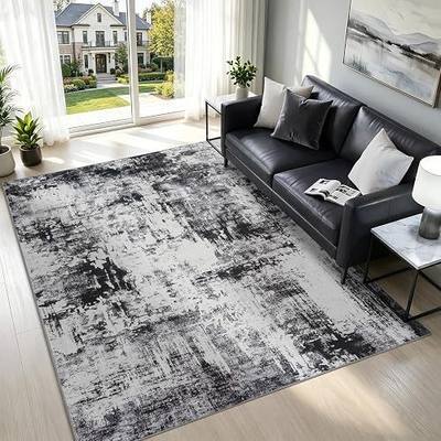 Stiio 5x7 Area Rugs for Living Room, Washable Black Grey Large Rug | Machine Washable; Stain-resistant; Low Pile; Non-slip; Modern Abstract; Carpet for Bedroom Dining Office Nursery Home
