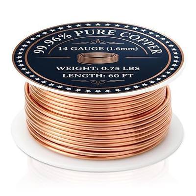 14 Gauge 60FT Pure Copper Wire for Jewelry Making,Electroculture Gardening | 99.96% Bare Solid, Sturdy & Flexible, Dead Soft Copper Wire, 0.72 LBS Roll for Crafts, Plants, Garden, Science Project, DIY
