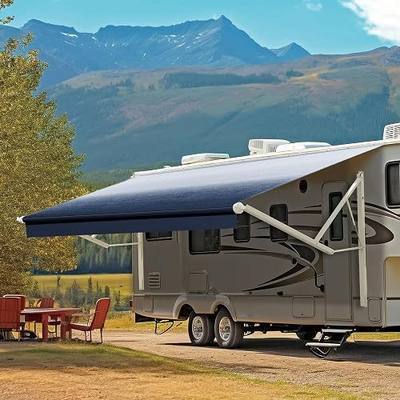 YESCAMP Motorized RV Awning Complete Kit Retractable Electric Camper Awning for RV,Trailers,5th Wheel,Toy Haulers,Motohome RV Trailer Awning for Camper or Home(15Ft,White Frame,Navy Fade)