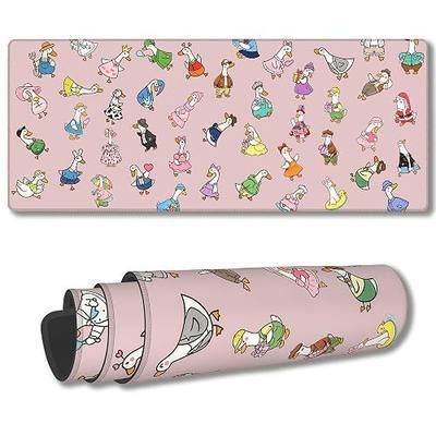 Pink Cute Goose Mouse Pad,Funny Cartoon Duck Desk Mat,31.5"x11.8" | Extended Large Gaming Keyboard Deskpad,Stitched Edges Kawaii Pastel Aesthetic Mousepad for Women Girls,80 x 30 cm