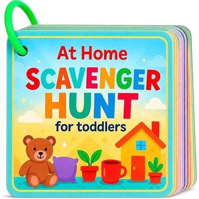 Indoor Scavenger Hunt Cards for Toddlers Ages 3-5, Screen-Free Montessori Learning Game & Educational Flash Cards, At-Home Activity, 20 Double-Sided Cards on a Safe Ring