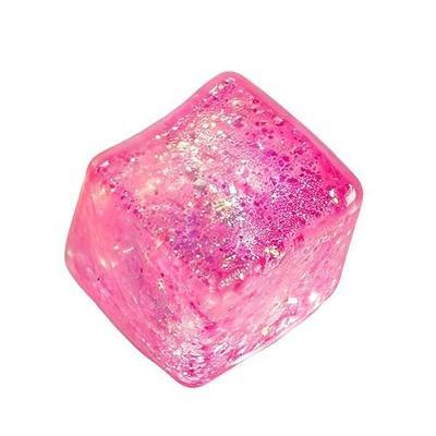 2.2" Stress Cube Glitter Sensory Squishy Toy, Stress & Anxiety Relief Ice Cube Sugar Squeeze Ball for Kids Adults, Slow Rising Fidget Toy, Ideal for Party Favors (Pink)