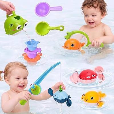 Bath Toys for Toddlers, Magnetic Fishing Pool Toys with Swimming Animals | 13 PCS Complete Set,Net Catching Game,Water Play Accessories,Mesh Storage Bag,BPA-Free,Gift for Boys Girls Ages 18+ Months