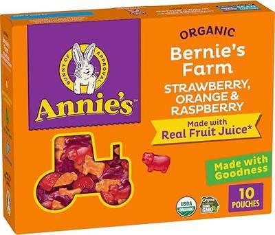 Annie's Organic Bernie's Farm Fruit Flavored Snacks, Gluten Free, 10 Pouches, 7 oz (Pack of 8)