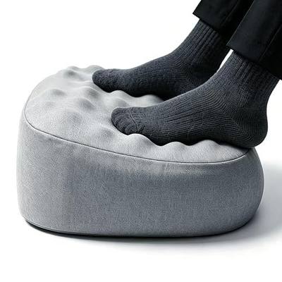 Foot Rest Under Desk, Memory Foam Ergonomic Footrest, Grey | Massage Pebble Surface, Office Foot Stool for Under Desk at Work, Gaming Foot Rest, Washable Cover, Non-Slip Base