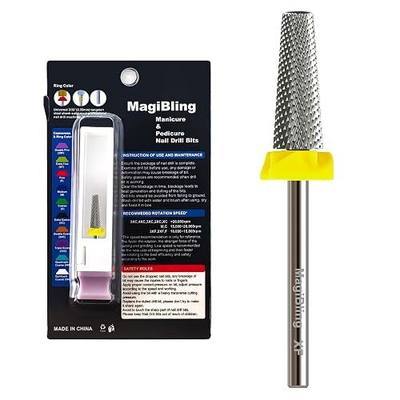 14.8mm 5-in-1 Tapered Barrel Nail Drill Bit, 3/32'' Tungsten Carbide E-File Bit, Two-Way Rotation for Acrylic, Hard&Soft Gel Polish Removal, for Pros & Beginners, Extra Fine(XF)