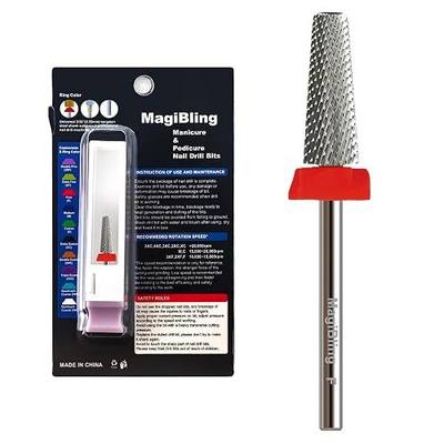 14.8mm 5-in-1 Tapered Barrel Nail Drill Bit, 3/32'' Tungsten Carbide E-File Bit, Two-Way Rotation for Acrylic, Hard&Soft Gel Polish Removal, for Pros & Beginners, Fine(F)