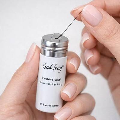 Godefroy White Brow Mapping String, 32.8 Yards, Pre-Inked Eyebrow Mapping Thread for Brow Shaping, Coloring, Lamination & Professional Beauty Services