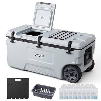 VEVOR Portable Cooler,Hard Cooler with Ice Retention, Heavy-Duty Handles and Strap, Lightweight Rigid Material Insulated Portable Cooler, Suitable for Family Picnics and Short Trips