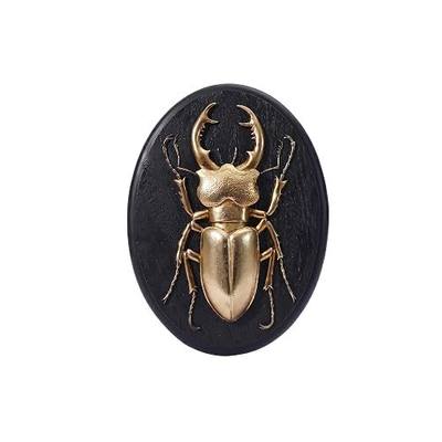 Xinleitan Wall Sculpture, Gold Insect Decor, Unique Bug and Beetle Design, Gold Resin, for Victorian and Modern Home (Allomyrina Dichotoma)