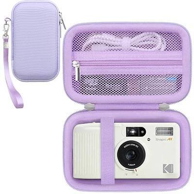 RAIALL Camera Case for KODAK Snapic A1 35mm Film Camera, Hard Carrying Case Protective Travel Bag, Mesh Pocket for Batteries and Camera Lanyard Accessories, Purple