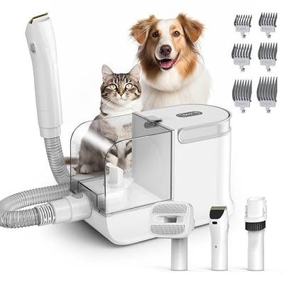 Dog Grooming Vacuum, Dog Grooming Kit, 3 Suction Modes Dog Brush Vacuum with 5 Pet Grooming Tools (Cream)