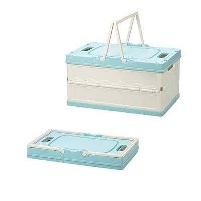 BEANGEL Collapsible Storage Crate with Lid and Handle, Foldable Plastic Bin, 7 Gallon, 16.5x11x9 in, for Home, Kitchen, Pantry, and Picnic