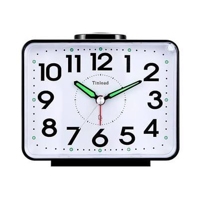 Tinload 4.2" Loud Bell Alarm Clock for Heavy Sleepers Adults, Silent No Ticking, Snooze, Lighted on Demand, Battery Operated Alarm Clocks for Bedrooms (Black)