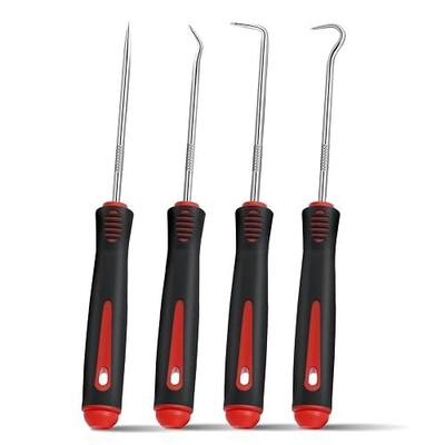 4-Piece Pick Set Mechanic, Automotive Hook and Pick Set with Soft Grip & Non-Slip Shaft, Precision Pick Tool & O Ring Pick for Oil Seal, Gasket, Electronics Repair Hose Repair Kits