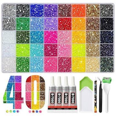 Bedazzler Kit with Rhinestones, 42000Pcs Bedazzling Kit, 40 Colors | 3mm resin jelly flatback rhinestones for bedazzling, with 4 B7000 glue tubes and tools for nail art and DIY crafts