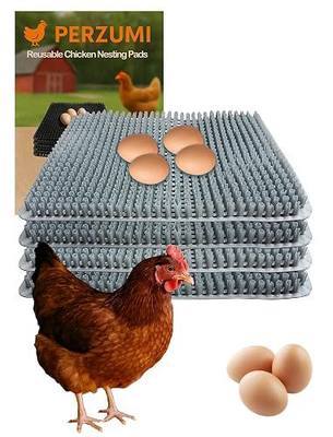 4-Pack Washable Chicken Nesting Pads for Chicken Coop, 13x11in Reusable Nest Box Liners, Trim-to-Fit Open-Grid Bedding for Cleaner Eggs, Heavy-Duty Poultry Supplies (Grey)