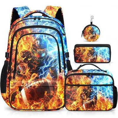 Boys Backpack with Lunch Box Set, 4 PCS Backpack for Boys | Elementary Bookbag, Large Laptop Backpack for Kids & Teens