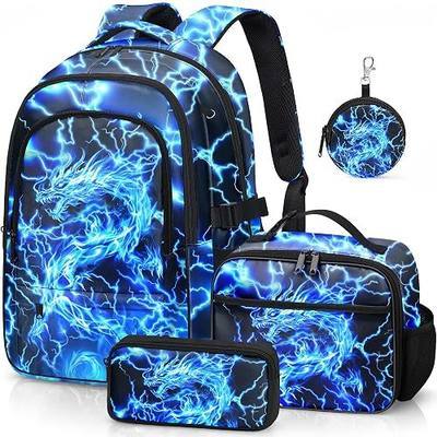 Boys Backpack with Lunch Box Set, 4 PCS Backpack for Boys | Elementary Bookbag, Large Laptop Backpack for Kids & Teens