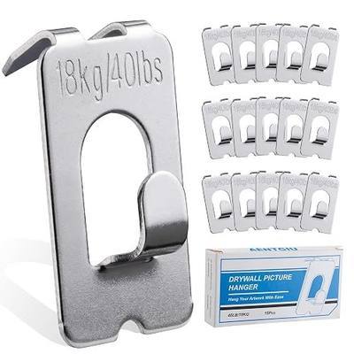 Claw Drywall Picture Hanger, 15 Pcs No Damage Wall Frame Hooks Heavy Duty 40 Lbs, Easy No Drill Installation, Renter Friendly Plate Hangers for Hanging Photo, Canvas, Mirrors, Banners, Clocks, Wreath