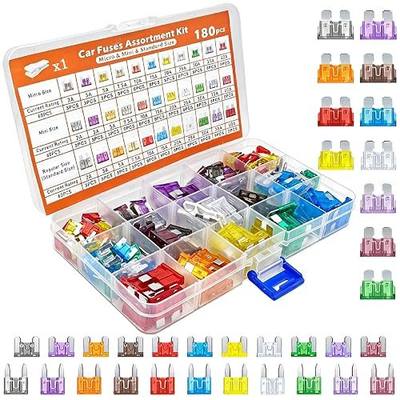 180Pcs Blade Fuse Assortment Kit, Standard Mini Micro Automotive Fuses, 2A-40A, with Fuse Puller, for Auto RV Truck Boat Motorcycle ATV