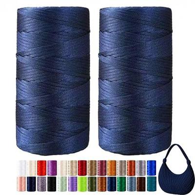 3mm x 540 Yds(2 x 270yd) Flat Ribbon Macrame Cord, Polyester Crochet Yarn, for Handbag Sun Hat Shoes Shopper Bag DIY Craft Projects, Adults Easy Starter Yarn for Knitting