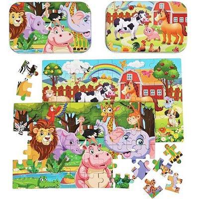 Puzzles for Kids Ages 4-8, 60 Piece Puzzles for Kids Ages 3-5 in a Metal Box Girls and Boys Learning Educational Jigsaw Puzzle Toys Gifts