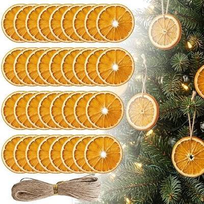 30 PCS Large Dried Orange Slices (Individually Wrapped), 2.36 Inch Rustic Christmas Ornaments with 66 FT Hemp Rope, DIY Dried Orange Garland for Christmas Tree, Farmhouse Indoor Holiday Decorations