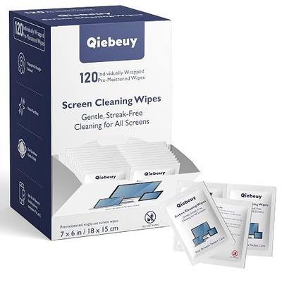Screen Cleaner Wipes, 120 Count (7 X 6 Inch) 3rd Gen Electronic Cleaning Wipes for Computer, Tv, Laptop, Phone, Monitor, Lens, Car Screen and More, Quick-Dry No Residue Wipes for Lens Cleaner