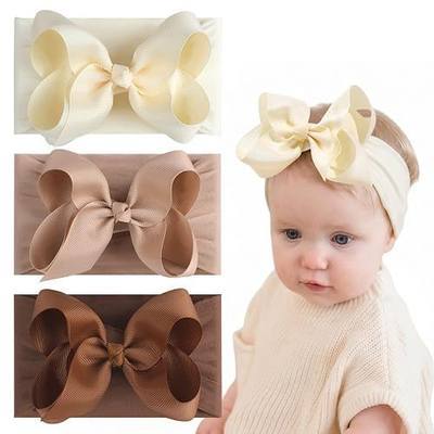 OAOLEER Baby Girl Headbands Bow, Soft Stretchy Newborn Hair Accessories | Elastic Nylon Hairbands Ribbon Bow for Newborns Infants Toddlers and Kids