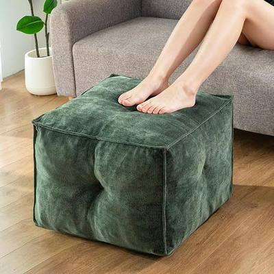 Pouf Ottoman and Foot Rest - Elevate Your Living Room Decor with Lightweight Comfort and Charm - 20 Inches Square Modern Foam Filled Foot Stool Perfect to Rest Your Feet (Green)