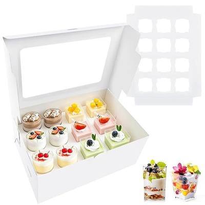 2 Pack Dessert Shooter Boxes for 12 Count 5 oz Dessert Cups, Food Safe Pudding Cups Carrier Storage Containers with Window and Inserts for Events, Weddings & Home Use